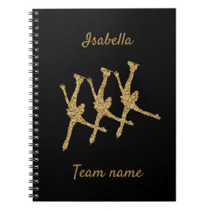 Caderno Espiral Brilho dourado da linha do notebook de skate sincr