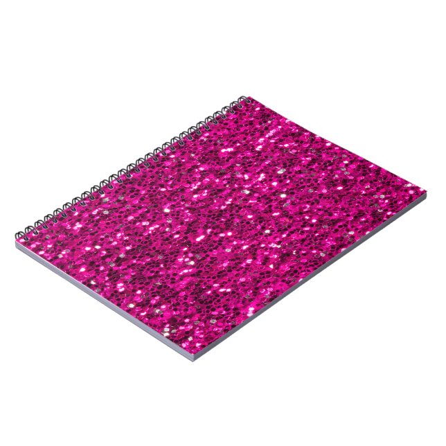 Caderno Espiral Brilho falso rosa quente (Left Side)