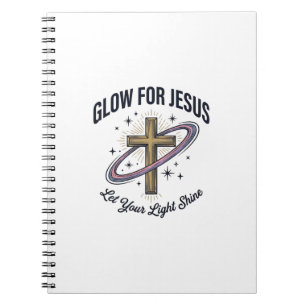 Caderno Espiral Brilho para Cruz Cristã Jesus Vetor Vintage