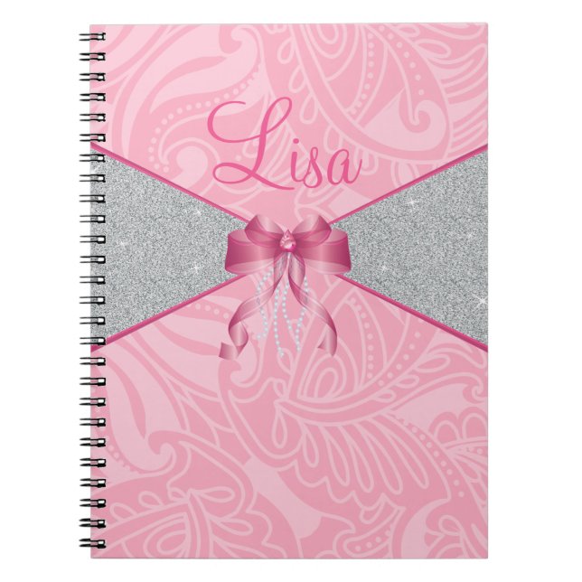 Caderno Espiral Brilho Rosa (Frente)