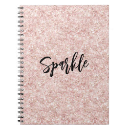 Caderno Espiral Brilho Rosa Bege Brilho  