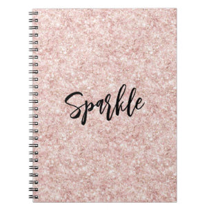 Caderno Espiral Brilho Rosa Bege Brilho  