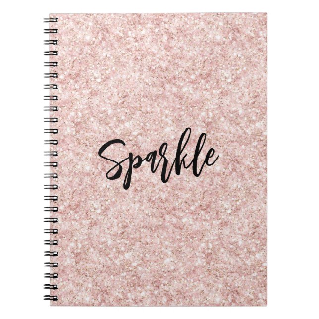 Caderno Espiral Brilho Rosa Bege Brilho   (Frente)