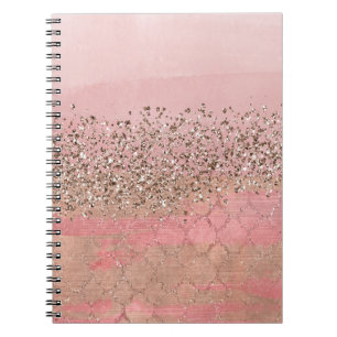 Caderno Espiral Brilho Rosa Bege Princesa Marroquina Índia Glamour