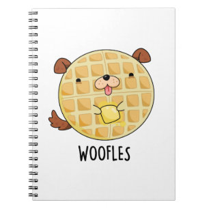 Caderno Espiral Brincadeira de Waffle de Cachorro Engraçado Woofle