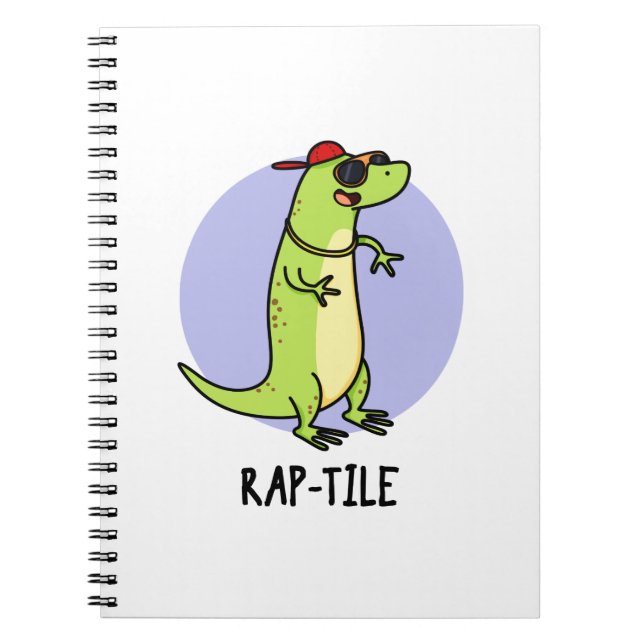 Caderno Espiral Brincadeira engraçada de réptil lagarto Rap-tile  (Frente)