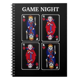 Caderno Espiral Brincadeiras de esqueleto e cenas Jogando Cartões