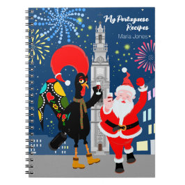 Caderno Espiral Brinde de Papai Noel e Galo para o Ano Novo
