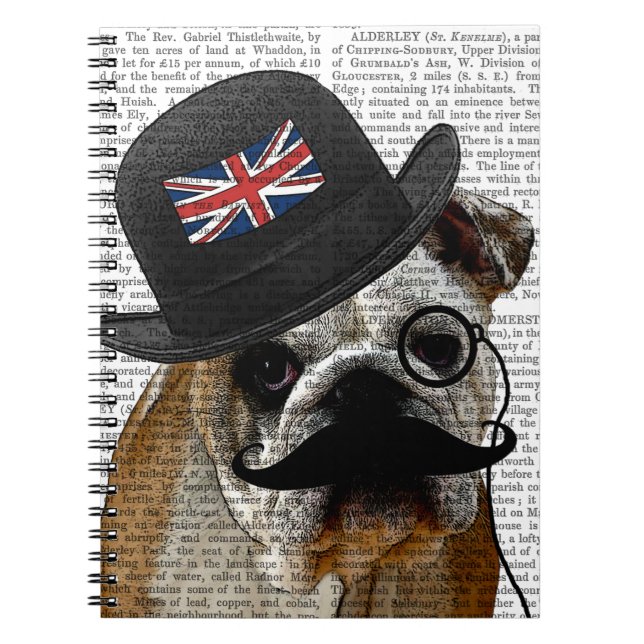 Caderno Espiral British Bulldog e Bowler Hat (Frente)