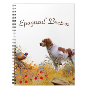 Caderno Espiral Brittany Spaniel, caçando faisão