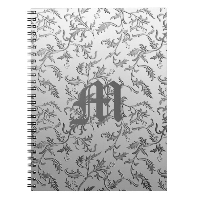 Caderno Espiral Brocade prateada elegante (Frente)