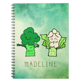 Caderno Espiral Brócolis e couve-flor personalizáveis