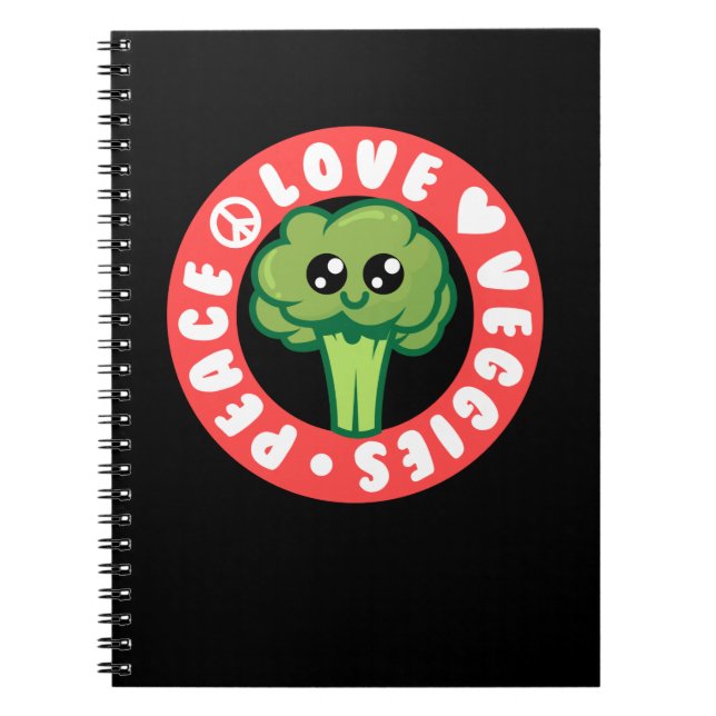 Caderno Espiral Brócolis Vegetais Veganos (Frente)