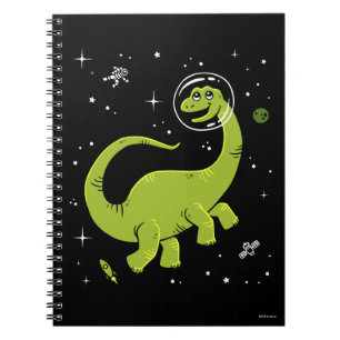 Caderno Espiral Brontosaurus verde Dinos no espaço