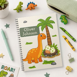 Caderno Espiral Brontossauro Personalizado Escola de Dinossauro Fo