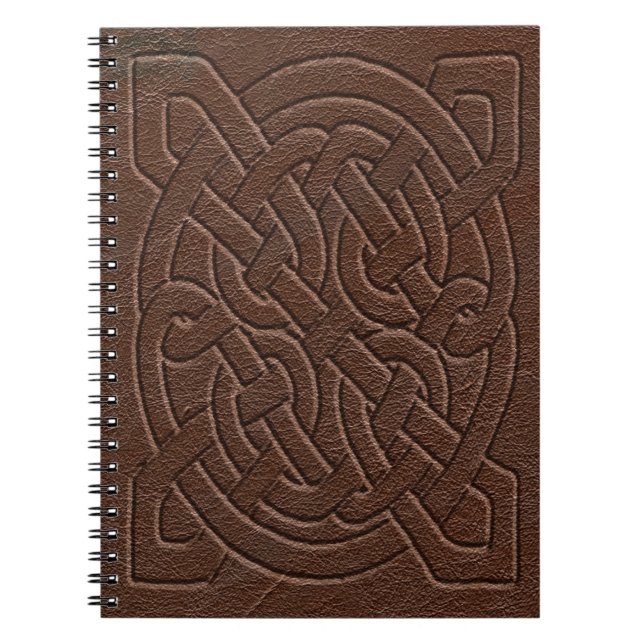 Caderno Espiral Brown Leather Emboscada Nó Celta (Frente)