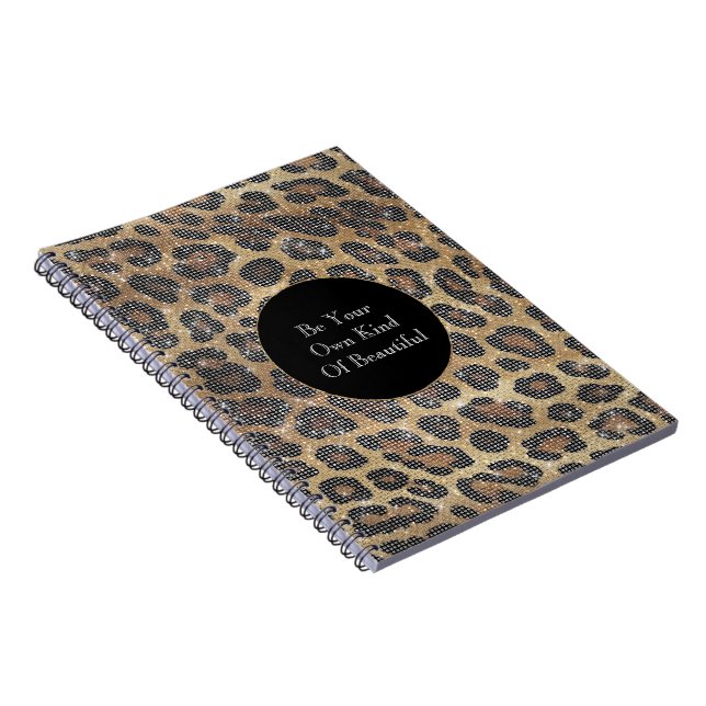 Caderno Espiral Brown Leopard Animal Sparkle (Lado Direito)