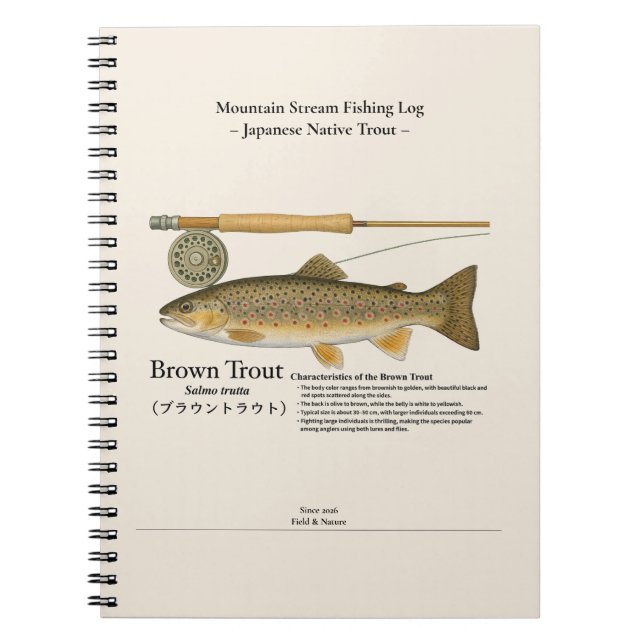Caderno Espiral Brown Mountain Stream Fishing Log Photo Notebook (Frente)