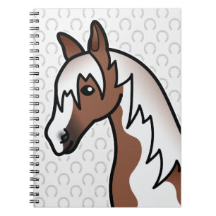 Caderno Espiral Brown Pinto Cartoon Horse Head