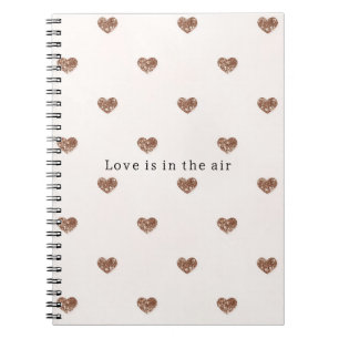 Caderno Espiral Brown Sugar Blush Corações de Glitter Rosa