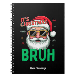 Caderno Espiral Bruh É Natal Papai Noel Retrô Meme Engraçado Natal