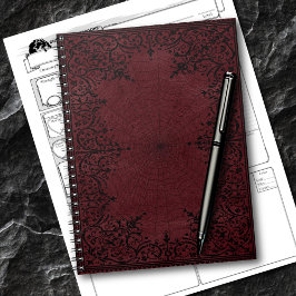 Caderno Espiral Bruxa-Aranha | Dark Red Fantasy Spiderweb Flourish