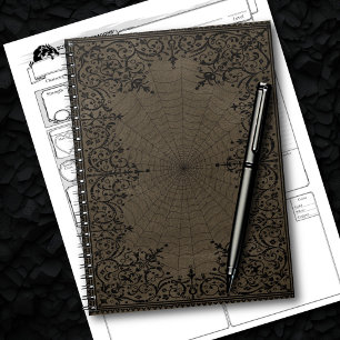 Caderno Espiral Bruxa-Aranha Suede Fantasy Spiderweb Floured