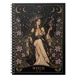 Caderno Espiral Bruxa, Arte do Tarot Estrelado