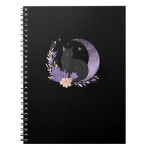 Caderno Espiral Bruxa de Gato Flores da Lua Pastel Goth Goblincore