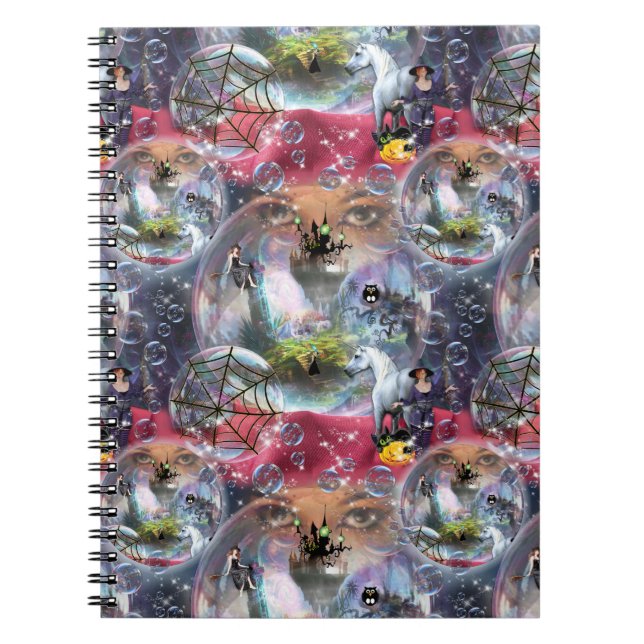 Caderno Espiral Bruxa de Halloween de Crystal Ball (Frente)