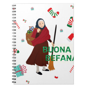Caderno Espiral bruxa de natal buona Befana