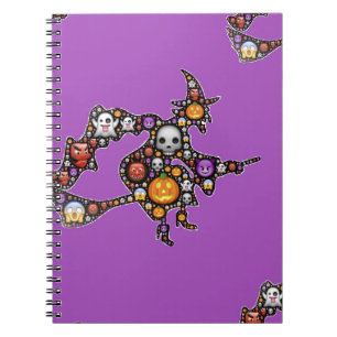 Caderno Espiral bruxa emoji