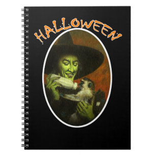 Caderno Espiral Bruxa Halloween E Macaco Voador
