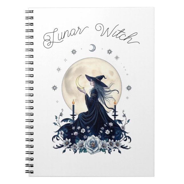 Caderno Espiral Bruxa Lunar Arte Celestial Personalizada (Frente)