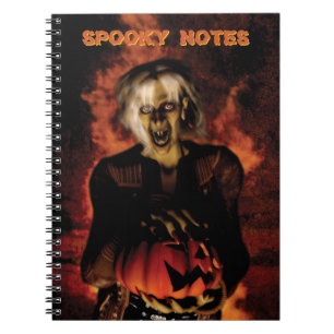 Caderno Espiral bruxa má com abóbora. Dia das Bruxas