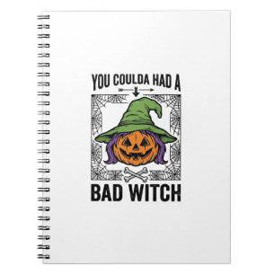 Caderno Espiral Bruxa Ruim Funny Halloween Abóbora Bruxa_1