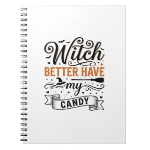 Caderno Espiral Bruxa Vintage Melhor Ter Meu Doce Desenho de Hallo
