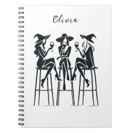 Caderno Espiral Bruxas Elegantes Personalizadas, Noite de Vinho, M