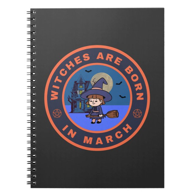 Caderno Espiral Bruxas estão nasceres em março (Frente)