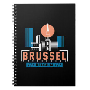 Caderno Espiral Bruxelas Bélgica Gráfico de Horizonte Cidade Mod