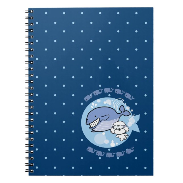 Caderno Espiral Bubble está nadando com baleia (Frente)