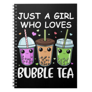 Caderno Espiral Bubble Tea Oferece Raparigas Kawaii Bubble Tea