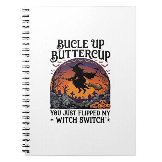 Caderno Espiral Bucle Up Buttercup Bruxa Interruptor Halloween Vas (Frente)