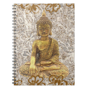 Caderno Espiral Buda Dourado Florais Flores