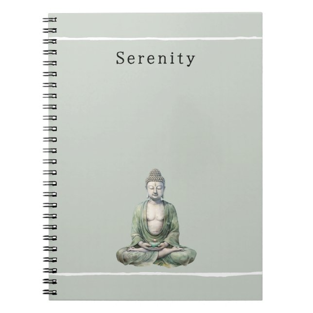 Caderno Espiral Buda Meditação Personalizado Verde Oliva  (Frente)