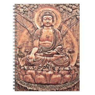 Caderno Espiral Buddha de cobre surpreendente detalhado