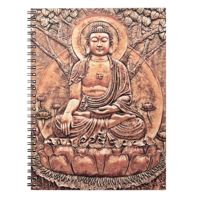 Caderno Espiral Buddha de cobre surpreendente detalhado (Frente)