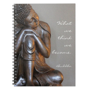 Caderno Espiral Buddha de prata calmo com citações sábias