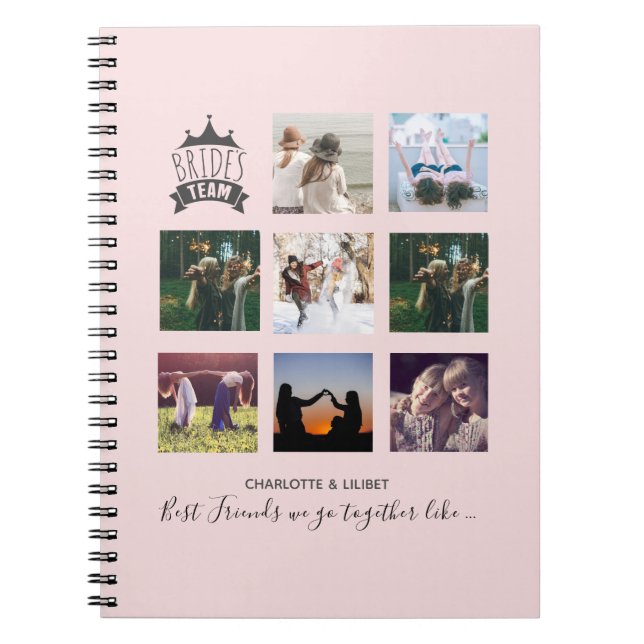 Caderno Espiral BUDGET Bridesmaid Oferece Citações de COLAGEM FOTO (Frente)