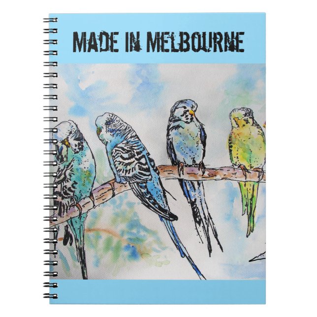 Caderno Espiral Budgie Budgerigar Bird Made In Melbourne Birds (Frente)